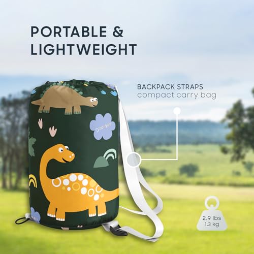 Wake In Cloud - Bolsa de Dormir Infantil para Niños, Ligera y Compacta para Camping en 3 Estaciones, Diseño Dinosaurio Jurásico miniatura 4