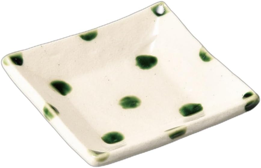 Shino Polka Dot Square Plate, 3.3 x 3.3 x 0.7 inches (8.5 x 8.5 x 1.8 cm) | Square Plate