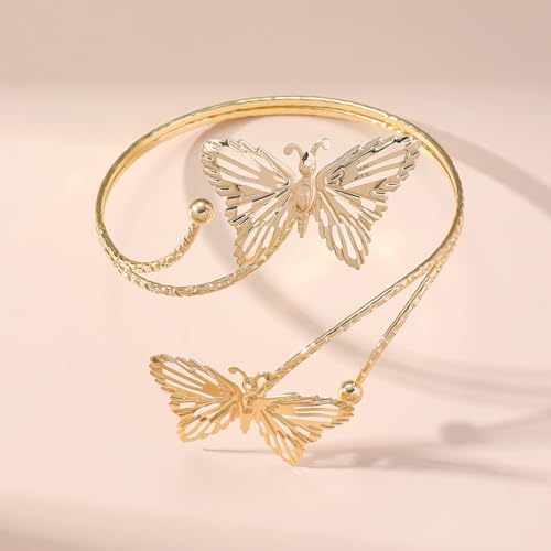 LKingel Gold Arm Cuff for Women Open Adjustable Arm Bracelet Upper Arm Butterfly Arm Cuff Jewelry (Butterfly) by LKingel - Used condition - Image 6