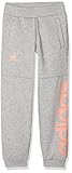 70% Baumwolle adidas Kinder Linear Sweat Hose, Medium Grey Heather/Chalk Coral, 128