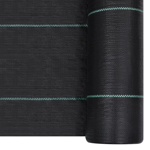 Homgoday Model313068 Non-tissé anti-mauvaises herbes en polypropylène noir 2 x 100 m, 60 g/m², avec bandes vertes