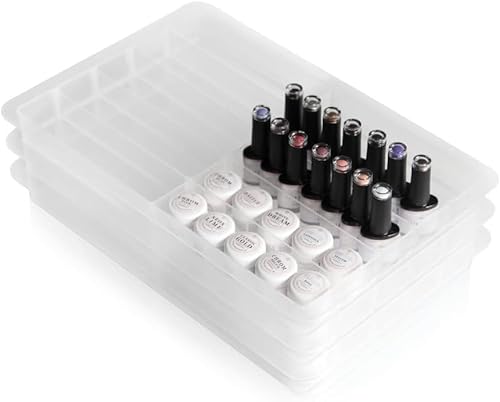 Lynis-Nailshop.de - Scatola di smistamento grande 5 pezzi + regalo gratuito come sistema di organizzazione e contenitore impilabile per nail art in gel per nail art in plastica trasparente