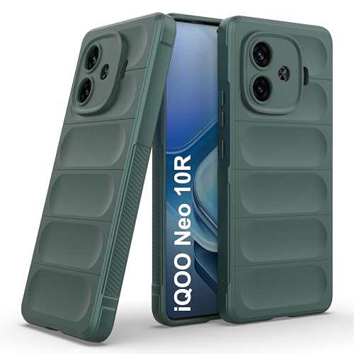 Image of amazon basics Back Case Cover for iQOO Neo 10R | Compatible for iQOO Neo 10R Back Cover | Liquid Silicon Magic Case with Camera Protection | Dark Green