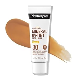 Neutrogena Purescreen+ Tinted Sunscreen for Face with SPF 30, Broad Spectrum Mineral Sunscreen with Zinc Oxide and Vitamin E, Water Resistant, Fragrance Free, Medium Deep, 1.1 fl oz