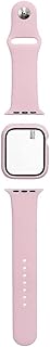 2 in 1 Silicone Sport Band Strap With Screen Protector Cover For Apple Watch Series 9 / Series 8 / Series 7 45mm - Pink