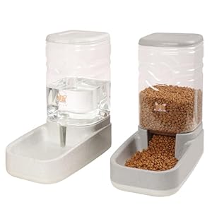 Automatic Cat Feeder, Gravity Food and Water Dispenser Bowl Set for Small Medium Dogs Animals, Pet Feeder Dispenser Storage Food, 3.8L Large Capacity, White & Gray