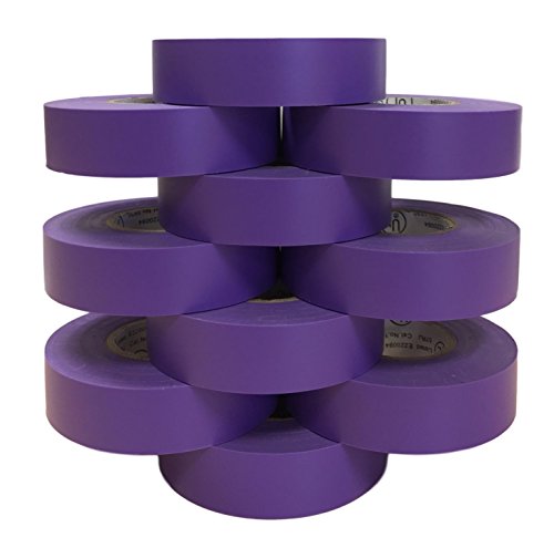 Image of TradeGear Purple 10 Pack - UL Listed Colored Electrical Tape, 60 ft x 3 /4 in, 600V, Flame Retardant, Waterproof, Rubber Adhesive - Phase Marking, Wire ID, Automotive