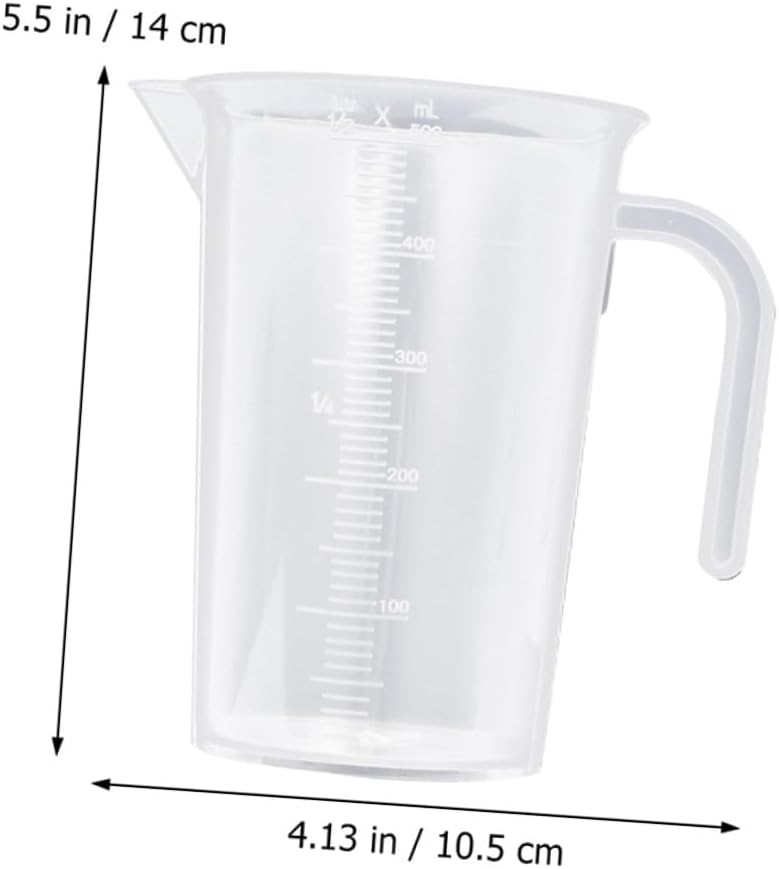 COHEALI 5pcs Set 500ml Thickened Pp Measuring Cups with Lid, Graduated Kitchen and Baking Liquid Measuring Jugs for Cooking and Beverage Preparation