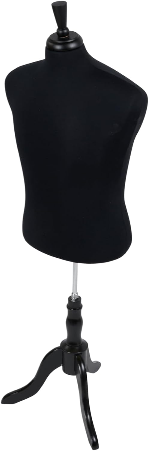 SSWBasics Male Black Jersey Shirt Dressmaker Form - Mannequin Torso for Sewing - Pinnable