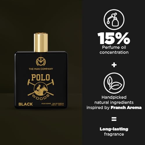 The Man Company Polo Black Perfume for Men – 100 ml | Premium Long Lasting Fragrance Spray | Eau De Parfum | Citrusy, Earthy & Spicy | Date Night Body Spray