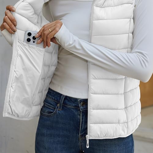 SMENG Women's Lightweight Quilted Puffer Vest Sleeveless Stand Collar Zip-Up Padded Outerwear Gilet4