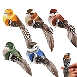 Lot de 5 oiseaux colorés artificiels, oiseau en mousse artificielle, oiseau simulé, décoration de Noël imitation oiseau, décoration pour oiseaux de jardin, décoration de fête à la maison