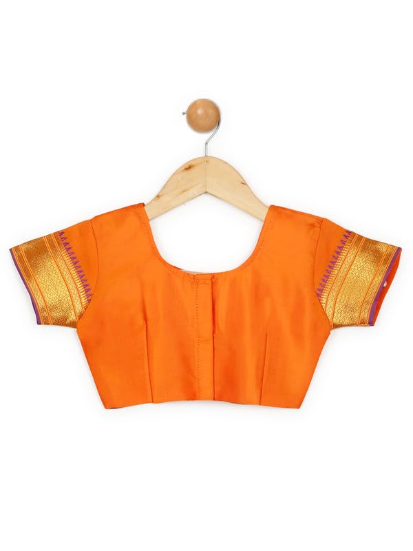 Image of LITTLE GINNIE Ready To Wear Ethnic Saree for Girls - Multicolor Ages 2-8 Years