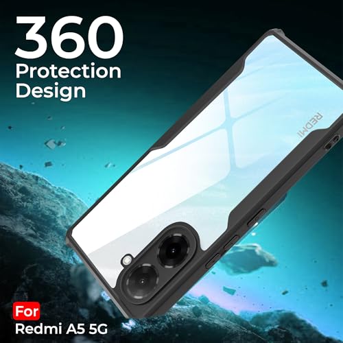 Image of A rtistque Clear Hard Transparent Acrylic Armor Anti-Drop Shockproof TPU Edge Back Cover Case for Poco C71 4G / Redmi A5 4G - Black