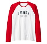 maglie champion uomo La camicia unica Champion New York presenta un design classico originale per sport atletici invecchiati in stampa blu navy e ottimo abbigliamento per mostrare l'orgoglio patriottico della tua città natale. Regalo perfetto per chi ama il suo fascino e orgoglioso di essere di Champion NY