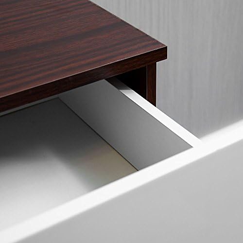 Amazon Brand - Movian Hulio High Gloss 4 Drawer Chest Of Drawers White and Walnut, 72 x 75 x 36 cm