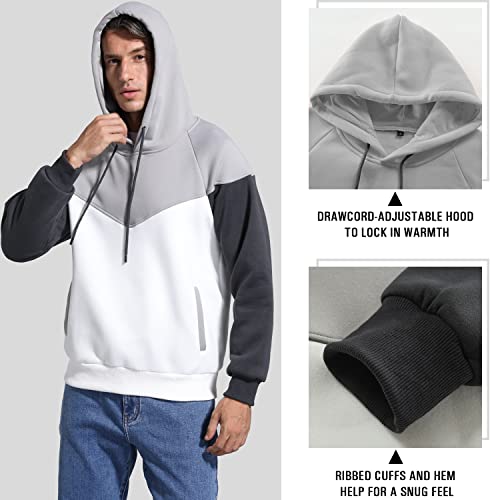 Niceif Men Hoodie Long Sleeve Active Running Sweatshirt Fashion Hooded Jerseys, Grey White L #TOP3