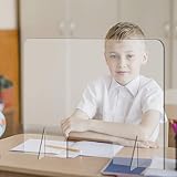 NTELLIMADE Sneeze Guard, Plexiglass Shield for Desk Counter and Table, Freestanding Clear Acrylic Sh