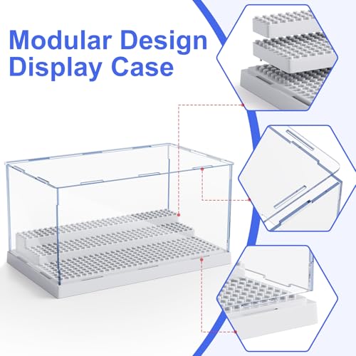 Image of Mlikero Display Case for Minifigures Action Figures Blocks, Removable Minifigure Display Case Box Storage for Collection Bricks Blocks Toys, Grey