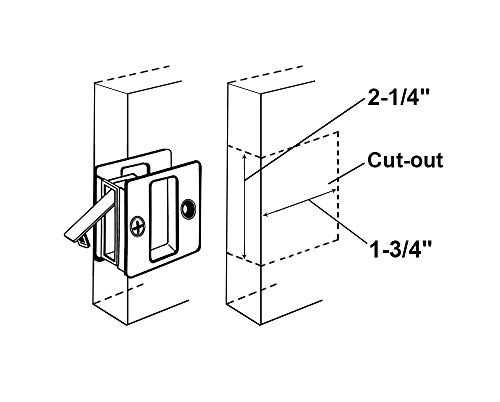 Qcaa Solid Brass Sliding Door Pull Privacy Pocket Lock, Matte Black, Made In Taiwan, 1 Pack #TOP1