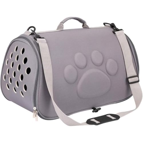 Wyazziv キャリー バッグ 猫 折りたたみ ペット キャリーバッグ 小型犬 猫用キャリーバッグ ペットキャリーケース 通気性 折りたたみ 車載/スリング/手持ち グレイ (Gray)