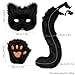 Liszdp Furry Fox Cat Mask Wolf Tail and Fingerless Faux Fur Paw Gloves Set for Women Halloween Costume Accessories