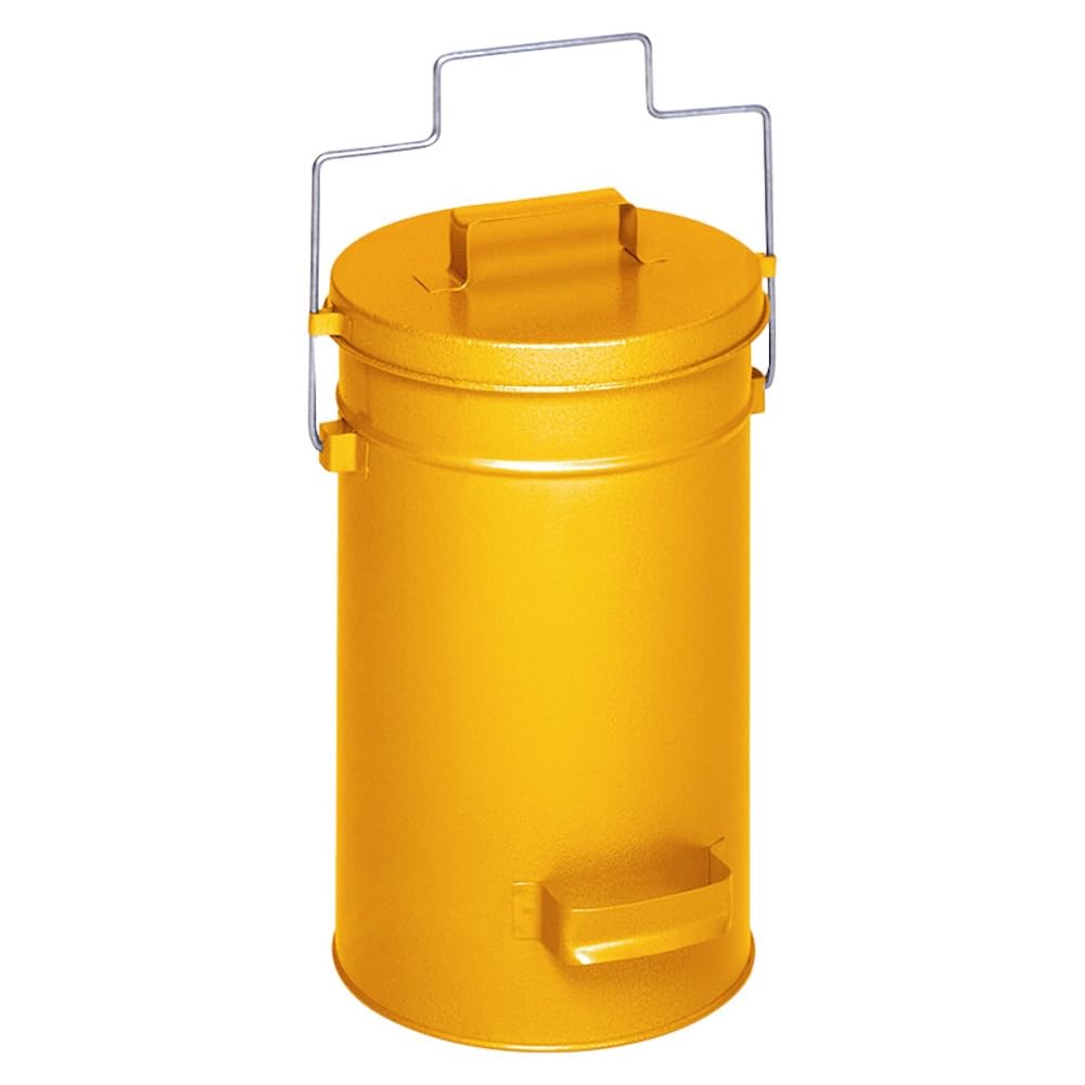 PROREGAL Robuster Sicherheitsbehälter mit Deckel & Tragebügel | HxBxT 38x27x27cm | Verzinkter Stahl | Gelb | Mülleimer Müllbehälter