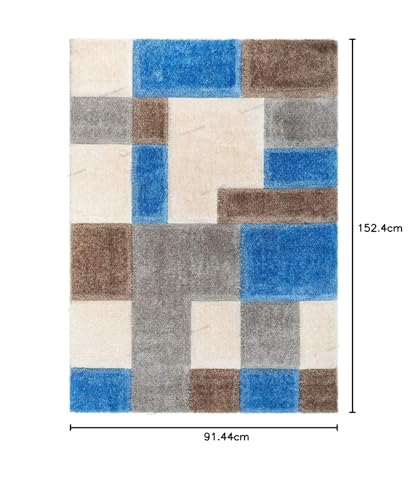 Image of Shaggy Rug for Bedroom Living Room 3X5 FEET Fluffy Plush Area Carpet with Non Slip Backing, Modern Cozy Floor Rug for Home Decor and Comfort (Blue- Grey)