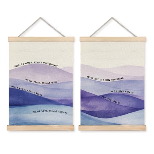 JINYO Inhale Exhale Mental Health Wall Decor, Inspirational Wall Art Poster, Mental Health Motivational Canvas Prints Wall Decor for Therapy Counselor Office Calming Corner, 12x16 Inches Set of 2