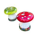 Jianghehaihai Mushroom Stool Home Shoe Stool Kid's Room Decor Outdoor Garden Simulation Large Mushroom Chair Garden Decor Courtyard Park Lawn Art Sculpture Decoration (RED)