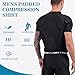 TUOYR Mens Football Padded Shirt Baseball Compression Shirt with Pads Chest Rib Protector Adult Protective Undershirt Heart Guard for Softball Rugby Lacrosse