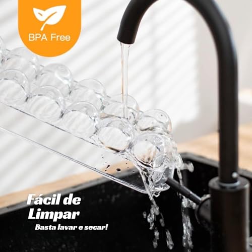 Porta Ovos para Geladeira com Tampa – Organizador de Ovos Empilhável, Suporte para Geladeira, Armaze
