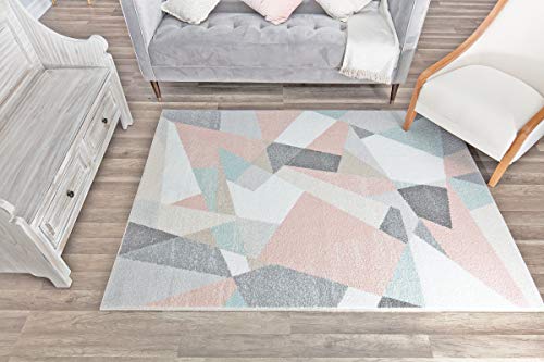Rugs America Mika Collection Mo60A Milkshake Contemporary Geometric Area Rug 5'0"X7'6" #TOP2