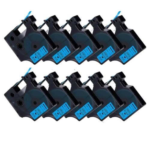 Ruban d'étiquettes 9mm 40913 pour organiser la maison | Pack de 10 recharges noir sur bleu
