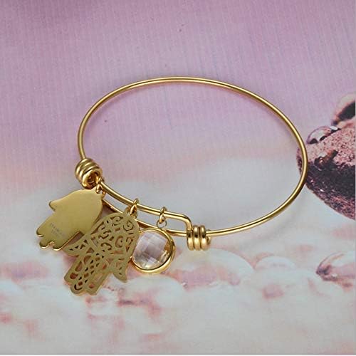 Miniatura 4 de Pulsera de acero inoxidable con dije de mal de ojo, buena suerte, Hamsa, mano de Fátima, regalo para mujer, Acero inoxidable