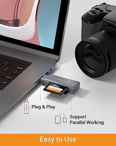 Cubilux 2-in-1 USB Type C SD Card Reader, Micro SD Adapter for TF, Thunderbolt 4/3 Memory Card Compatible with iPhone 15+/15 Pro Max, iPad 10 iPad Pro/Air 5 4/Mini 6 MacBook and More, Gray - Thumbnail 4