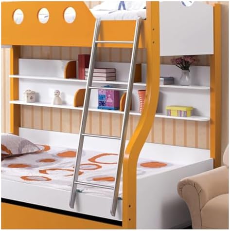 Adjustable Bunk Bed Ladder with Hooks, Double Elevated Bed Access for Adults & Teens, Silver 1.4ft - Perfect for Campervans & Twin Beds