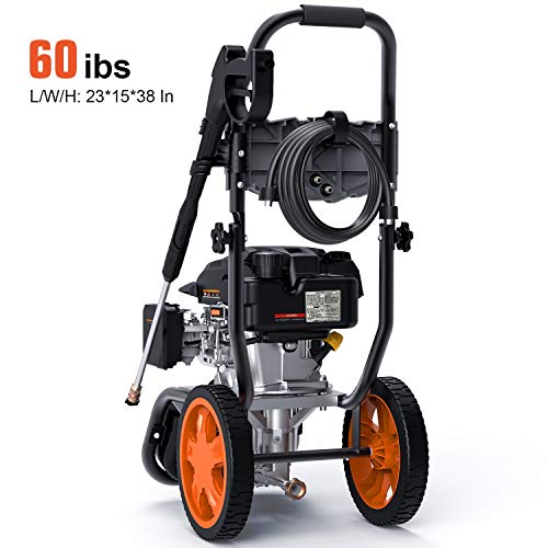 TACKLIFE 3200PSI Gas Pressure Washer, 2.4GPM 6.5HP Power Washer with 5 Quick-Connect nozzles,4-Stroke OHV Engine,Includes 25ft Hose& Detergent Tank - Thumbnail 2