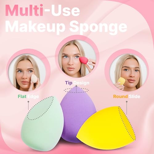 Makeup Sponge For Foundation, 6 Pcs Set Beauty Blender Sponges, Latex Free, Super Soft, Dry & Wet Use Make up Sponges for Face, Beauty Gift Set (Multicolored) - Image 3