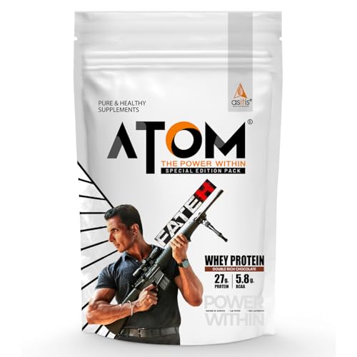 Image of AS-IT-IS Nutrition ATOM Whey Protein 1kg | 27g protein | Isolate & Concentrate | FATEH Double Rich Chocolate | USA Labdoor Certified | With Digestive Enzymes for better absorption | Exclusive Pack