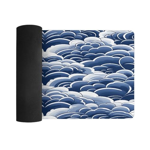 Pad mouse grande antideslizante azul y blanco 30x60cm miniatura 3