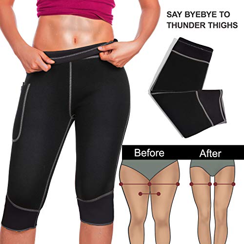 image for TrainingGirl Womens Weight Loss Hot Neoprene Sauna Sweat Pants with Si