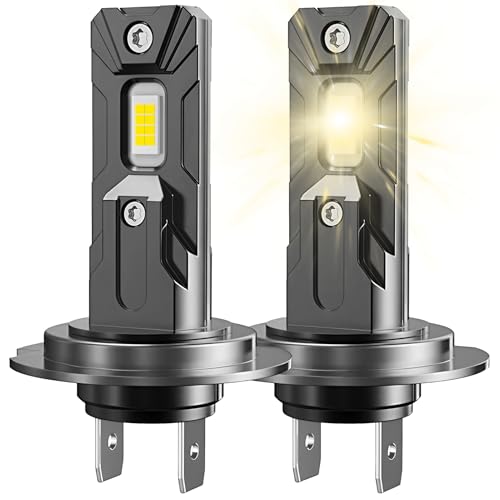2PCS H7 LED Headlight Bulb Canbus, 6000K White H7 LED Lights for 12V/24V Car Hi/Lo Beam, 45W Super Bright, 1:1 Mini Size High Efficiency Cooling System, Plug and Play, IP68 Waterproof for Truck Lorry