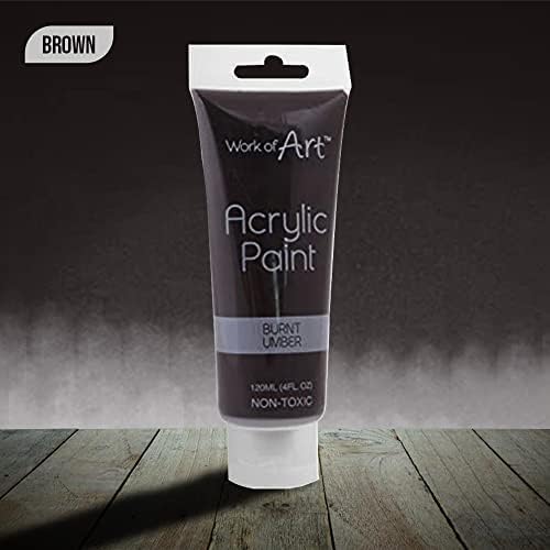 KARRMA. Acrylic Paint 8 Tubes of Assorted Colour - 120ml Tubes Black,Blue,Brown,Green,Orange,Red,White,Yellow.Suitable for use on paper/ canvas/ card/ board/ wood etc