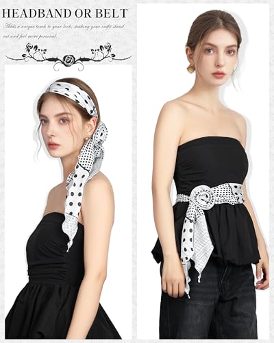 Satin Scarf for Women, Removable Flower Like Silk Neck Scarf Light Soft Rose Silky Scarves Neckerchief Hair Band3