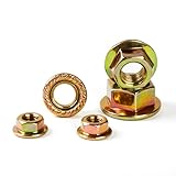 AOTXSHNO M8-1.25mm Anti-Loosening Serrated Hex Flange Lock Nuts (Yellow Zinc Plated, Full Thread) - 30 Pcs