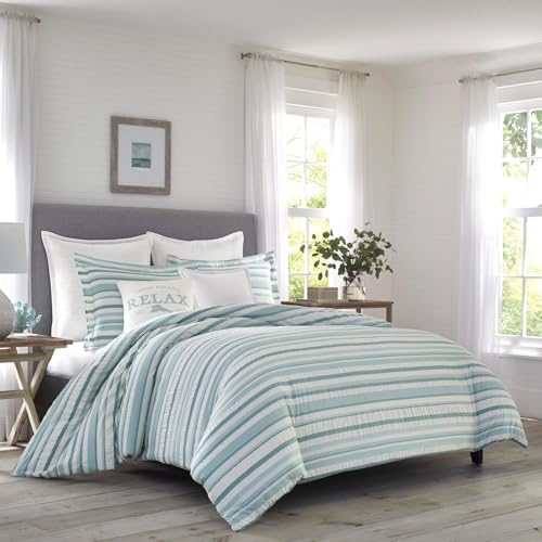 Tommy Bahama - King Comforter Set, Cotton Reversible Bedding with Matching Shams, Bedding Set for All Seasons (Clearwater Cay Blue, King)