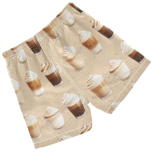 Pigsaly Boys Swim Trunks Coffee Latte Coffee Hot Drink Boys Board Shorts Swimsuit Swimwear Summer Bathing Suit 3T2
