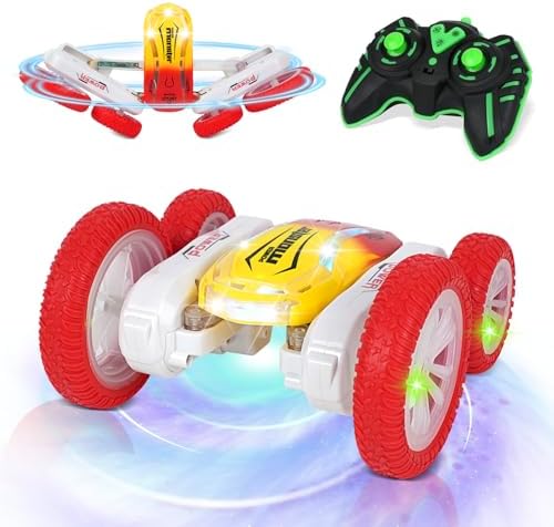 Remote Control Car, Double-Sided RC Stunt Car, 360° Rotating 4WD Off-Road RC Cars with Lights and Sounds, 2.4Ghz Rechargeable RC Toy Car for Boys 4-7 8-12 Birthday Xmas Gift