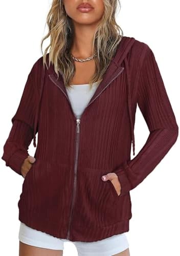Flikity Hoodie Damen Reißverschluss Sweatjacke mit Kapuze Sweatshirt Jacke | Basics Kapuzenpullover Damen Zip Hoodie Jacke Leichte Frühling Sommer Herbst Kleidung
